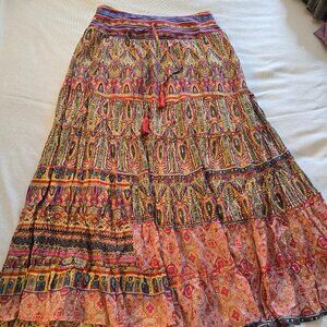 Easel Womens Boho L Large Colorful Flowy Ruffled Skirt Patchwork NEW NWT PRETTY!